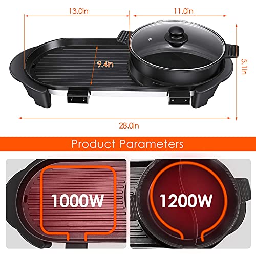 Electric Hot Pot with Grill, Removable Hotpot Pot, Smokeless Non-Stick, Adjustable Temperature Q737