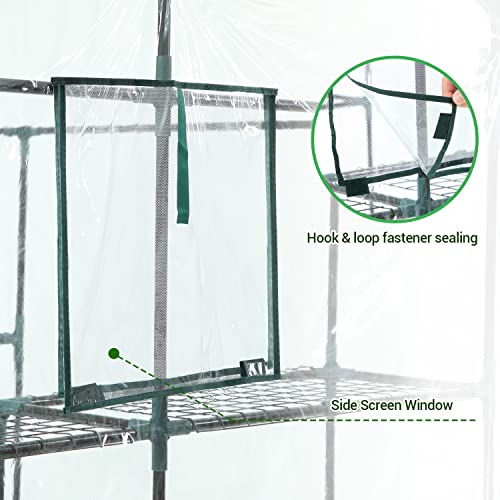 Plastic Greenhouse with Improved Transparent PVC Cover, 3 Tiers 12 Shelves N247415