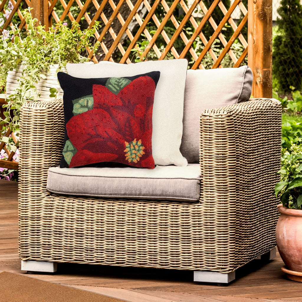 Frontporch Poinsettia Indoor Outdoor Throw Pillow