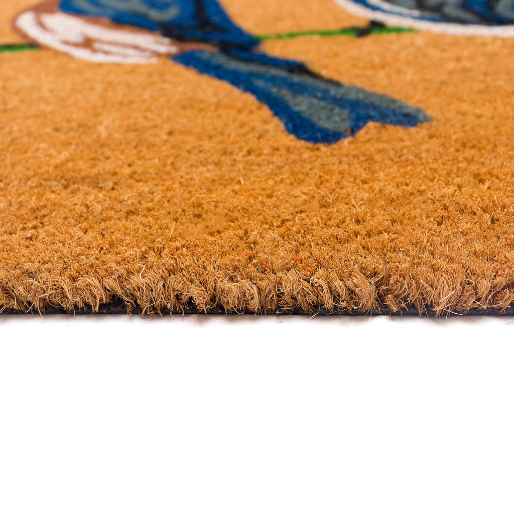 Natura Blue Birds Coir Doormat with Non-Slip Backing