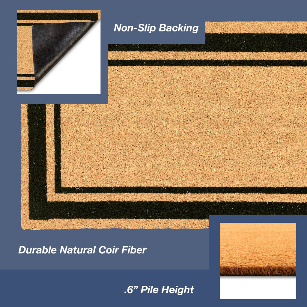Natura Double Border Coir Doormat with Non-Slip Backing