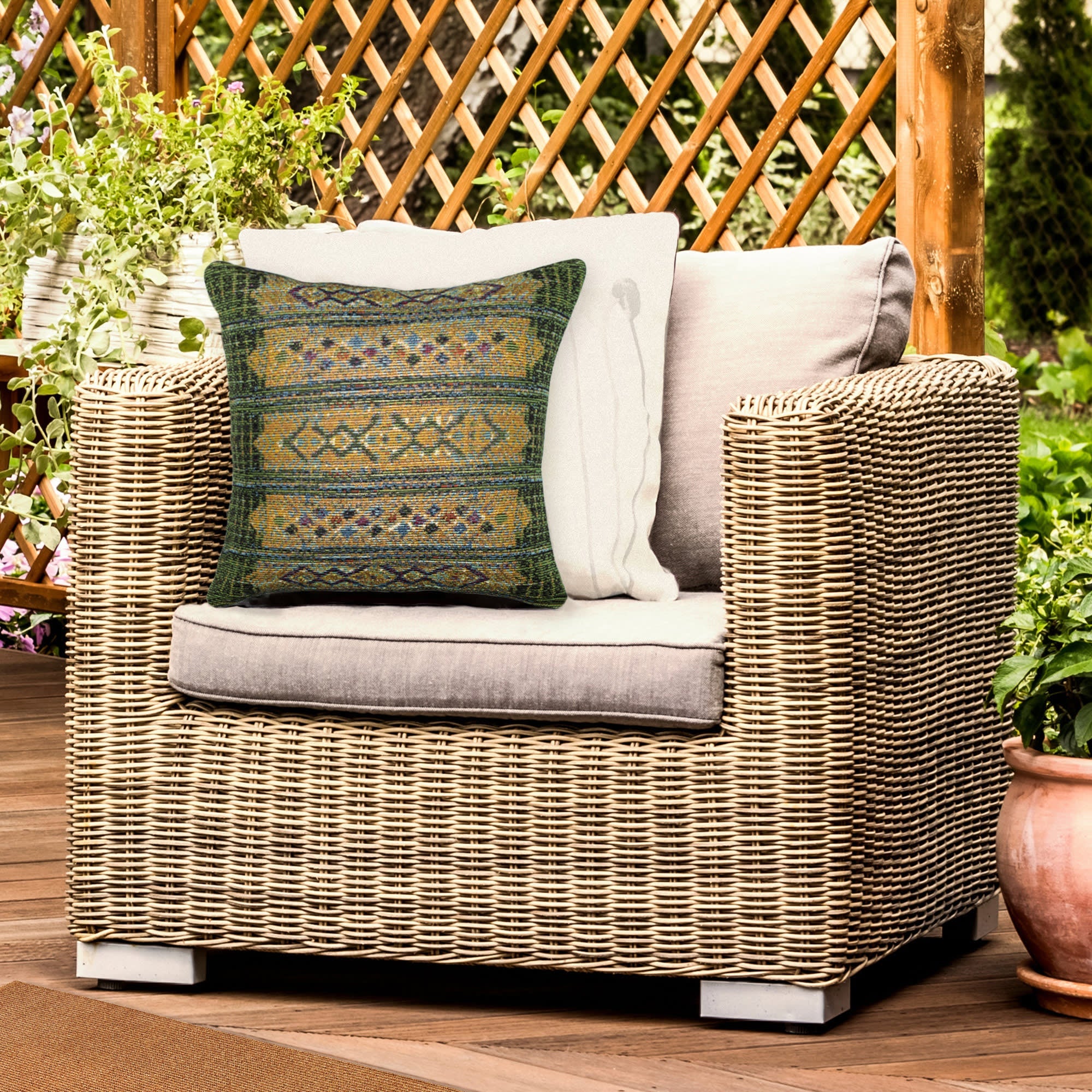 Marina Tribal Stripe Indoor Outdoor Throw Pillow