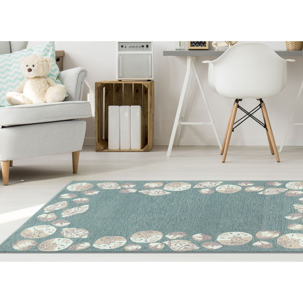 Capri Seashell Border Indoor Outdoor Area Rug