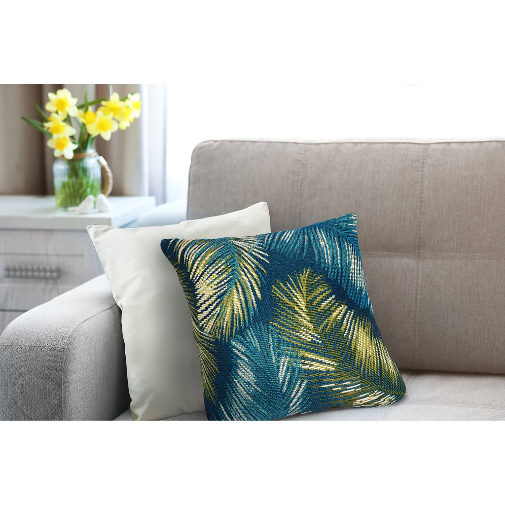 Marina Palm Border Indoor Outdoor Throw Pillow