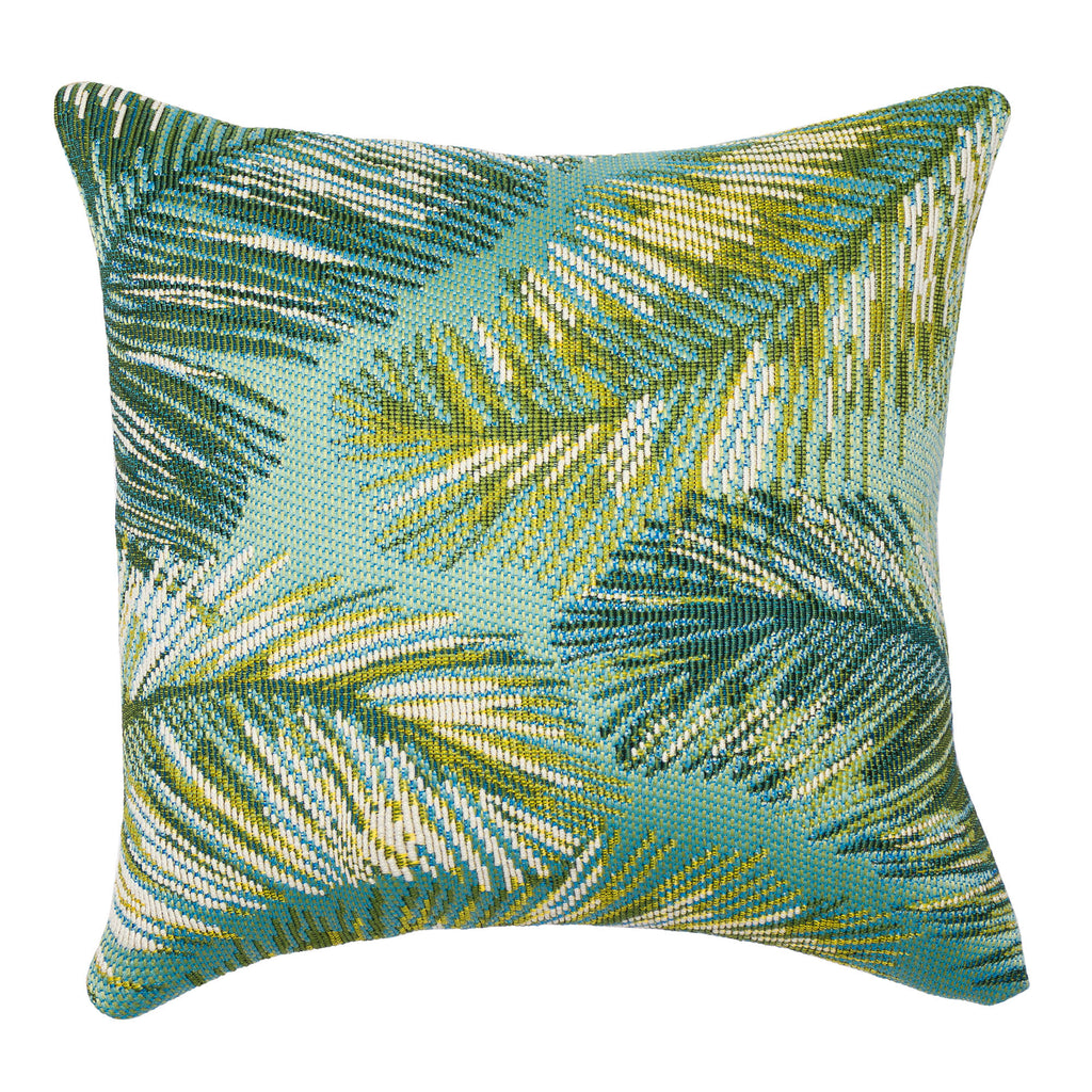 Marina Palm Border Indoor Outdoor Throw Pillow
