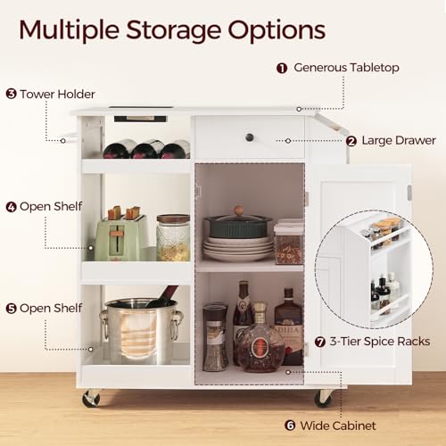 Black and Natural Rolling Kitchen Cart with Drawer L812034