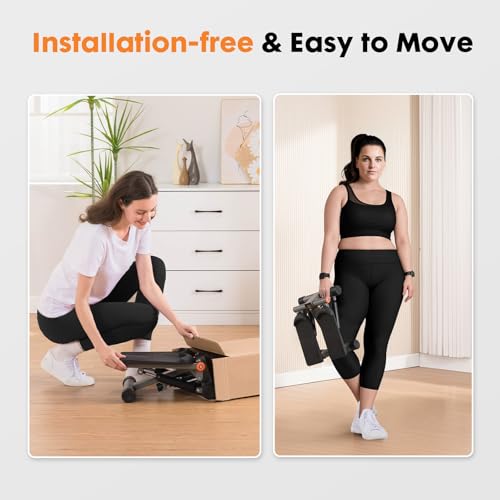 Adjustable Height Stair Stepper with Resistance Bands & LCD Monitor J2303