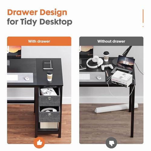 Modern Minimalist Writing Desk with 2 Drawers Storage Particle Board (40in) W11430