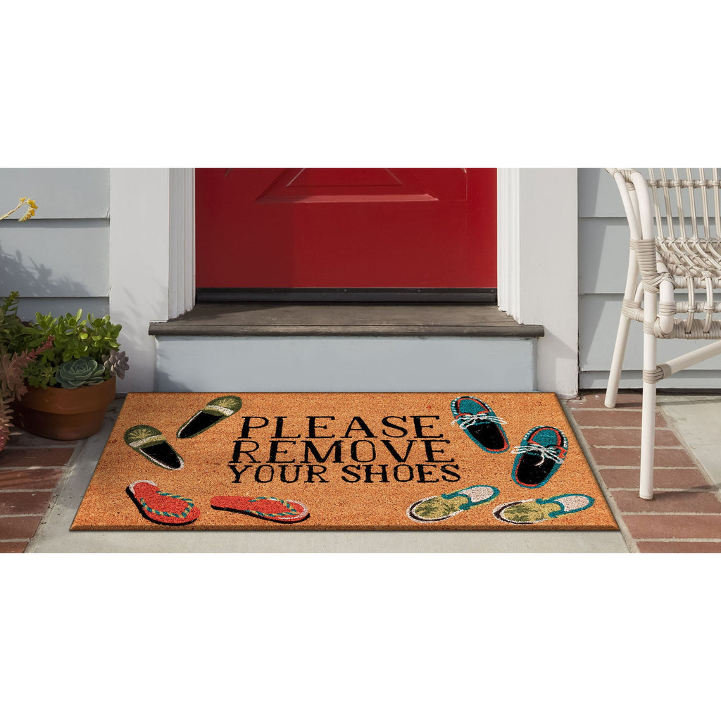 Natura Please Remove Your Shoes Coir Doormat with Non-Slip Backing