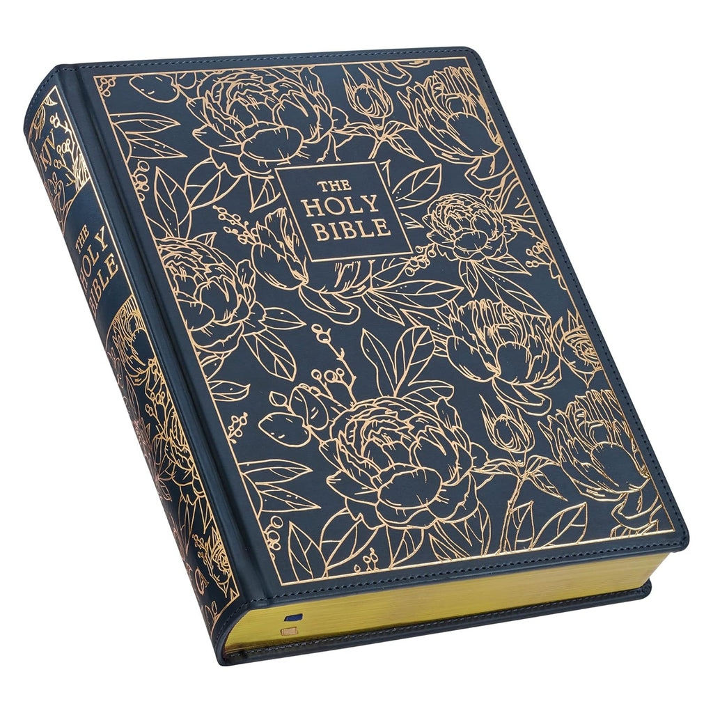 Large Print Faux Leather Navy Holy Bible B87703