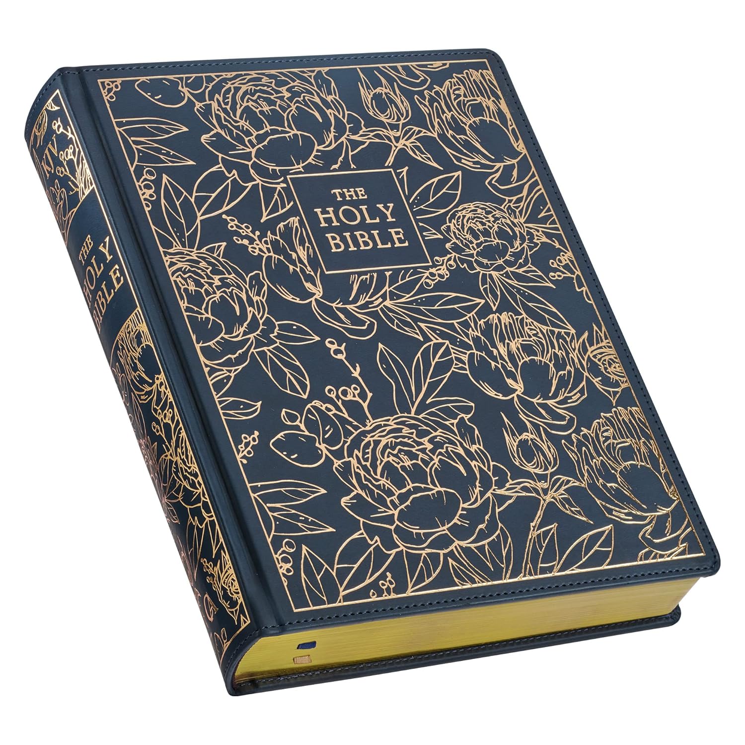 Large Print Faux Leather Navy Holy Bible B87703