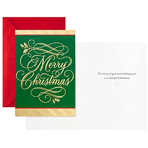 40 Cards with Envelopes Green and Gold Christmas Cards F5878