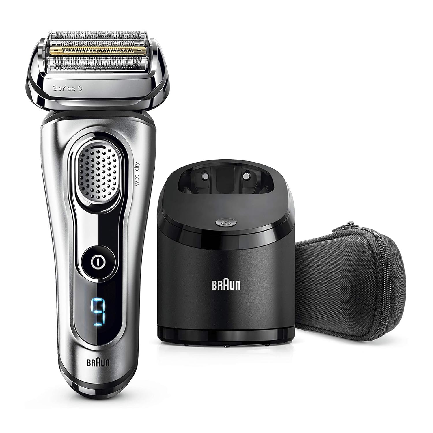 Silver Electric Shaver with Clean & Charge Station and Travel Case K56091