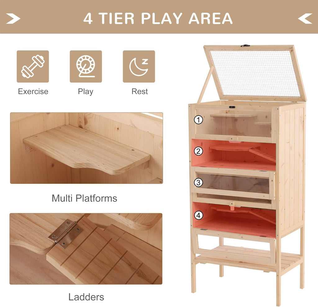 5-Tier Wooden Hamster Cage with Openable Top and Front Door N6923