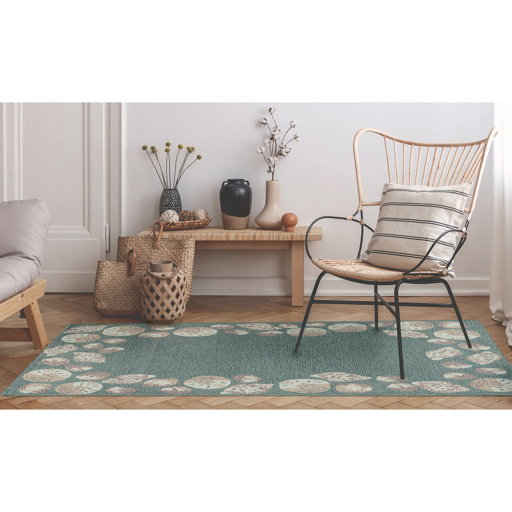 Capri Seashell Border Indoor Outdoor Area Rug
