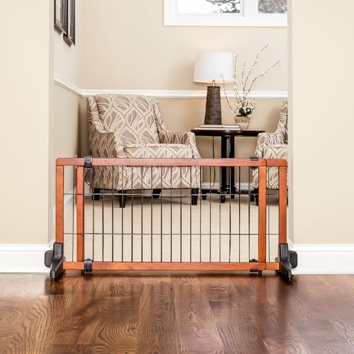 70-Inch Wide Adjustable Freestanding Wood Pet Gate R251