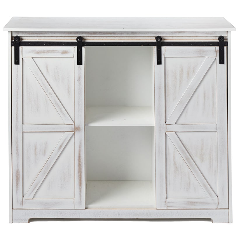 Kitchen Buffet Wooden Cabinet with Sliding Barn-Doors