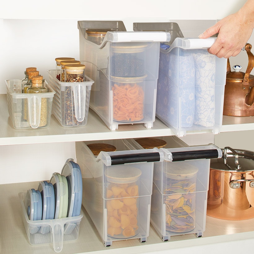 Rolling Slim Household Storage Bin with Handle