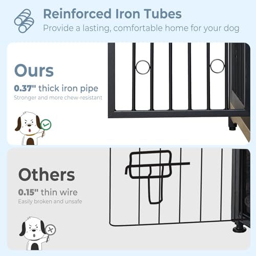 71'' Wooden Double Dog Crate Kennel Cage, Brown K718653