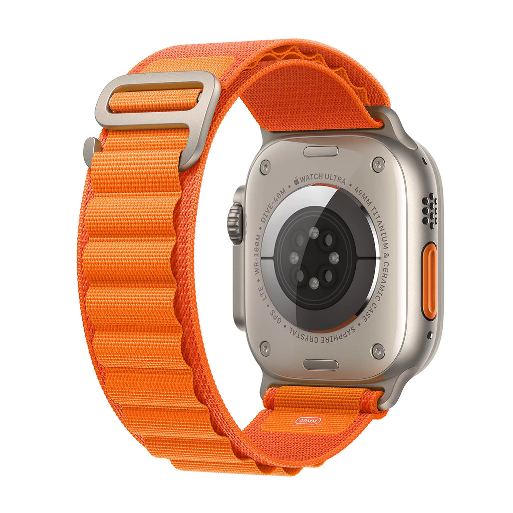 Apple Watch Ultra 49mm Smart Watch with Rugged Titanium Case & Orange Alpine Loop Small E1048