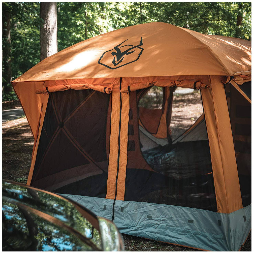 Orange 8 Person Pop Up Camping Hub Tent with Screen Room R291383