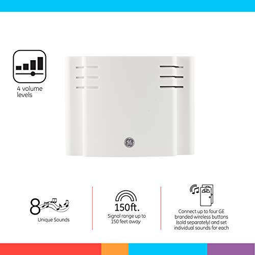 White Wireless Doorbell Kit with 2 Push Buttons and 8 Melodies H113