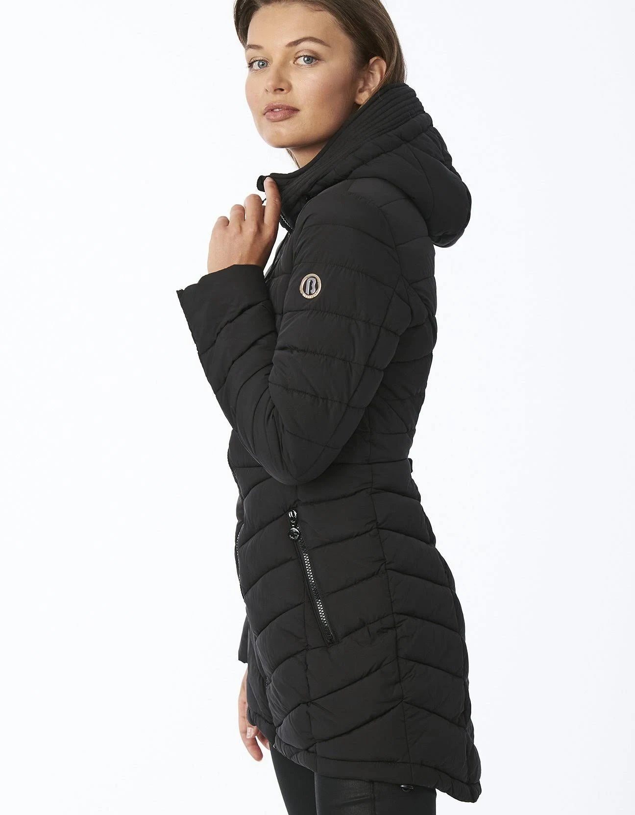 Black Quilted Micro Touch Coat O91288