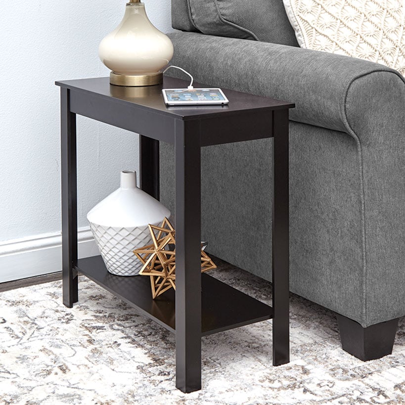 Narrow Side Table with Charging Station E946