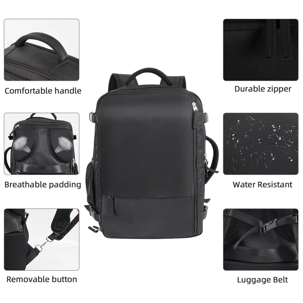 Black Waterproof Travel Backpack T794