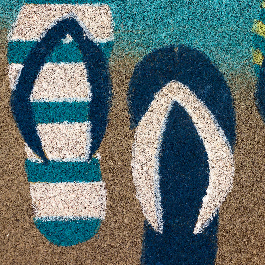 Natura Flip Flops Ombre Coir Doormat with Non-Slip Backing