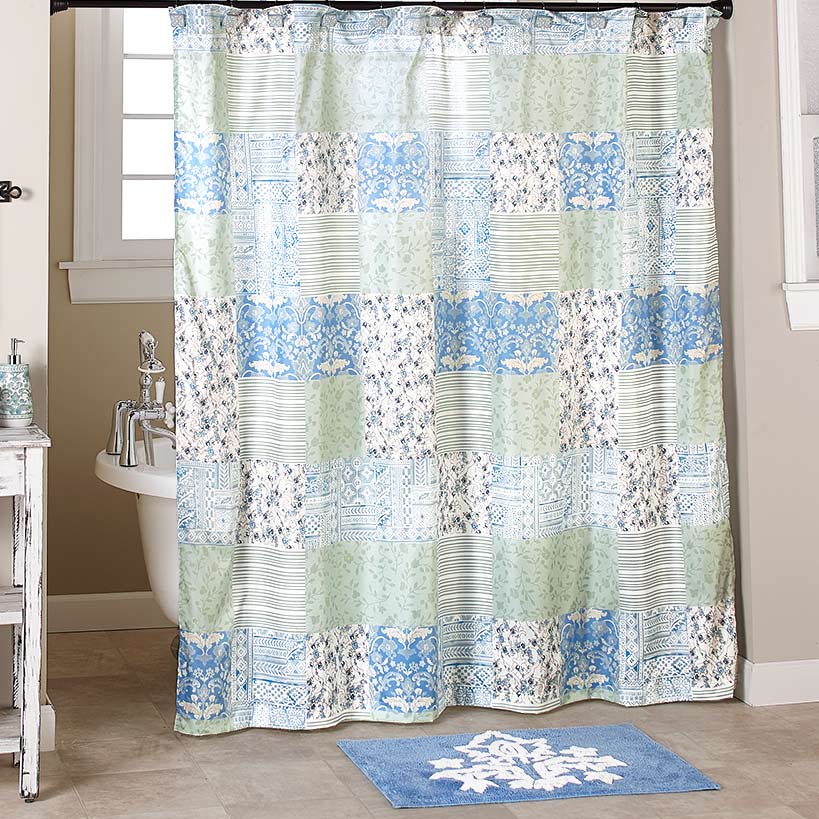 Bathroom Rug, Hand Towels and Shower Hooks Set of 12 H23189