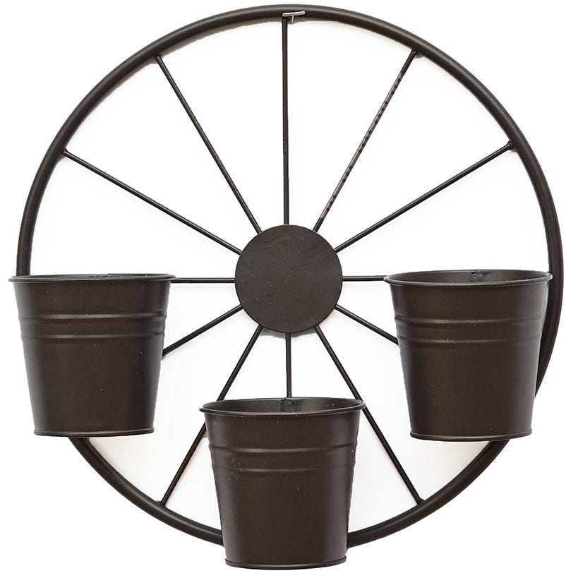 Rustic Wagon Wheel Planter for Outdoor Spaces E18942