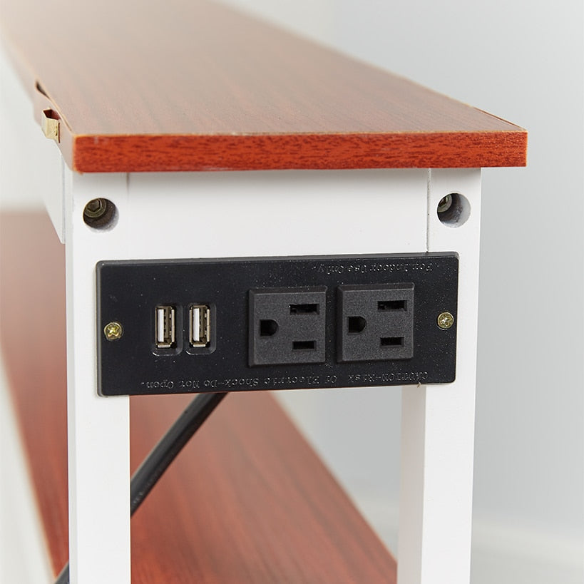 Behind-the-Sofa Long and Narrow Console Table with USB Port and Outlet