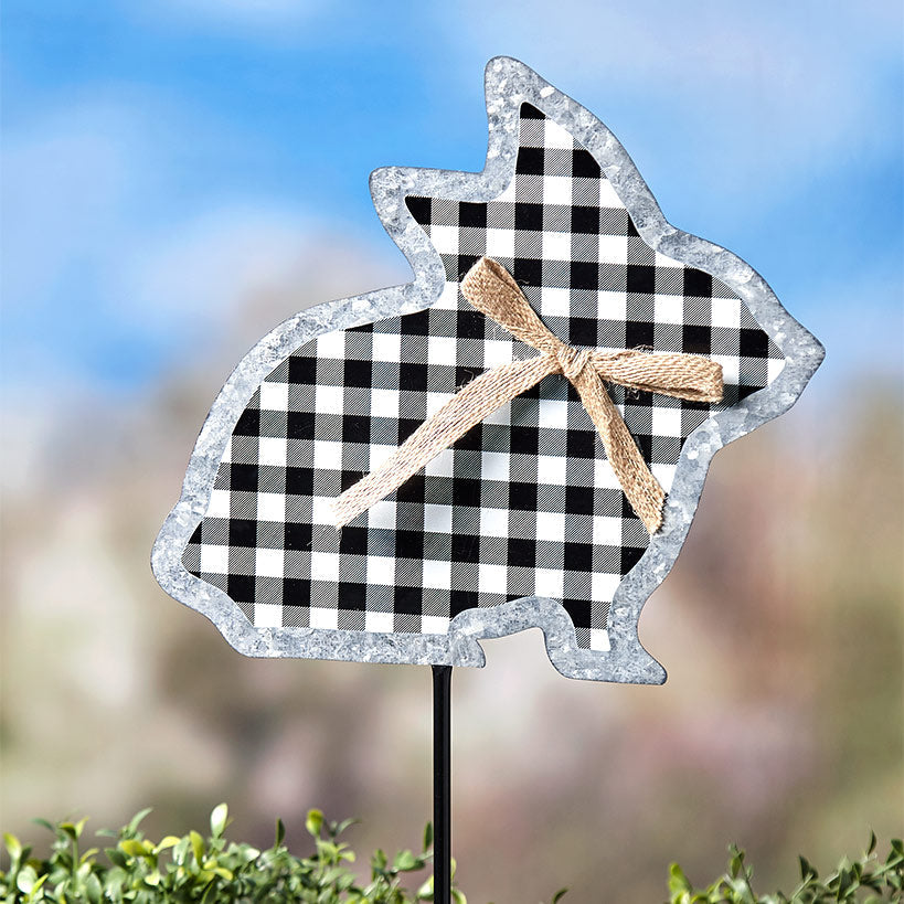 Galvanized Gingham Bunny Stake