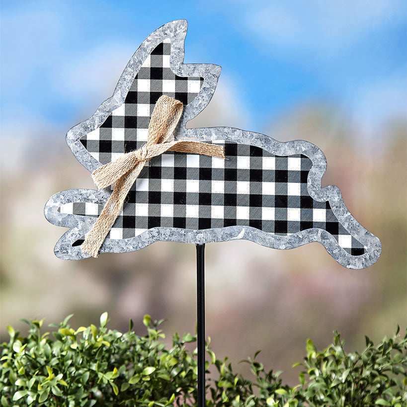 Galvanized Gingham Bunny Stake