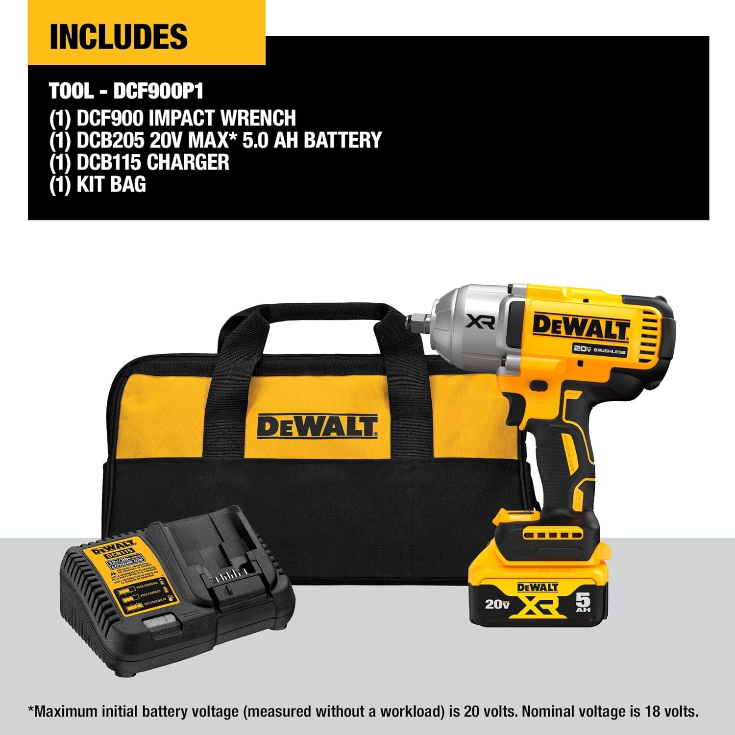 20V MAX Cordless Impact Wrench Kit, 1/2" Hog Ring B64978