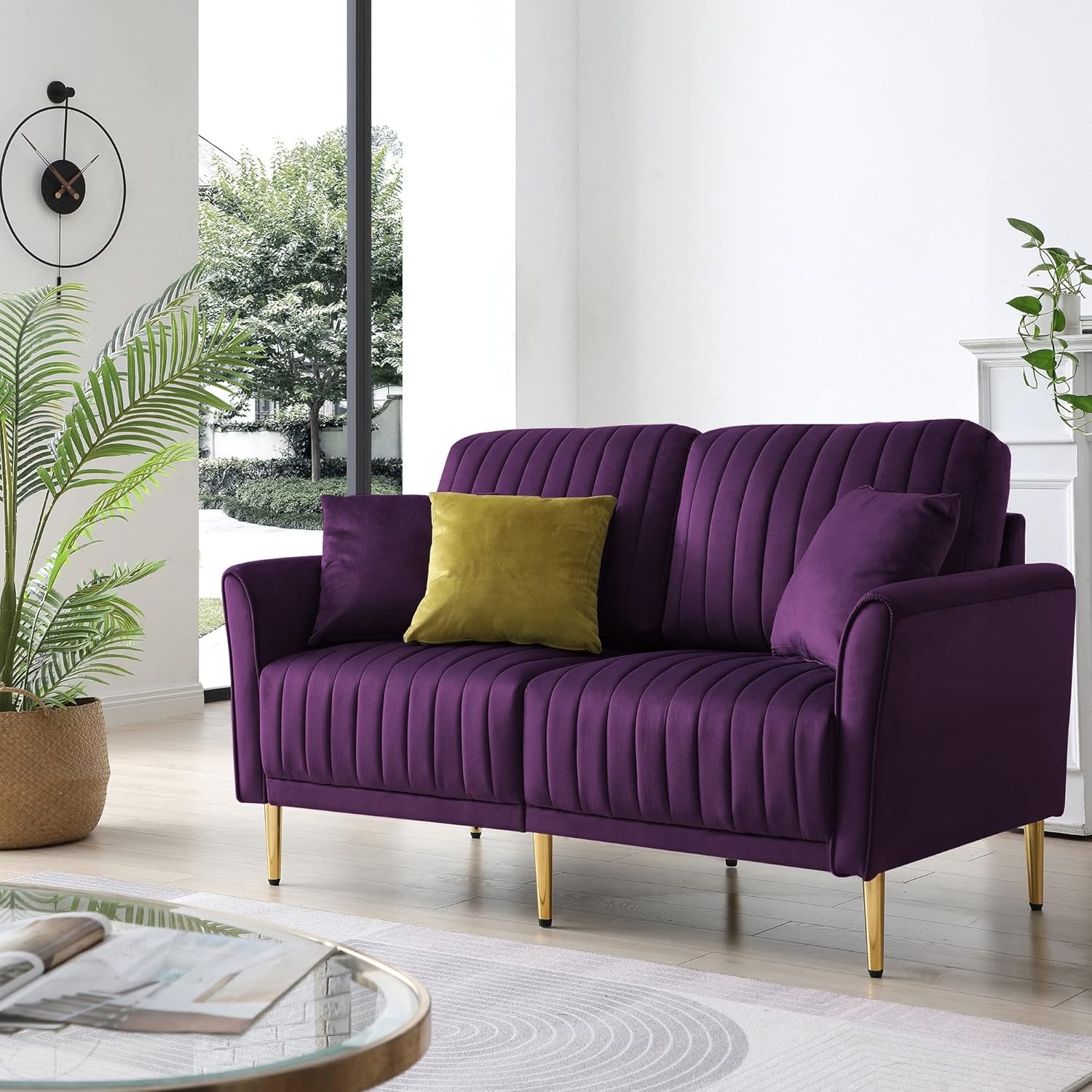 Purple Velvet 2-seat Sofa S7253