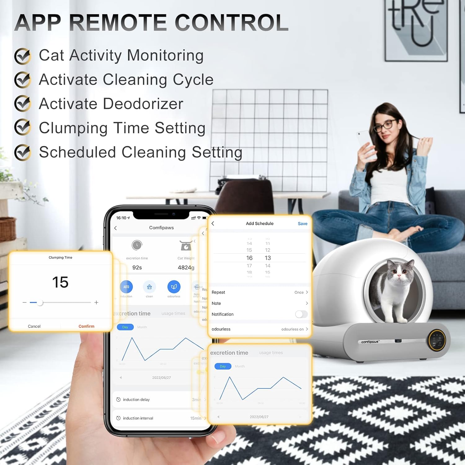 Automatic Self Cleaning Cat Litter Box with APP Control O7048