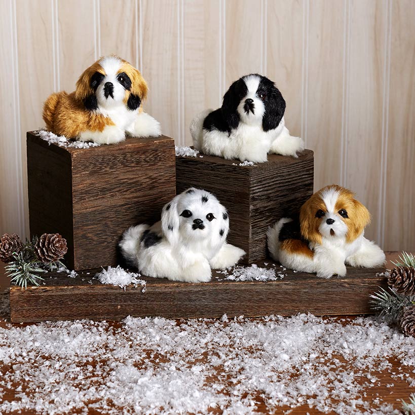 Furry Friends Dog Ornaments Set of 4