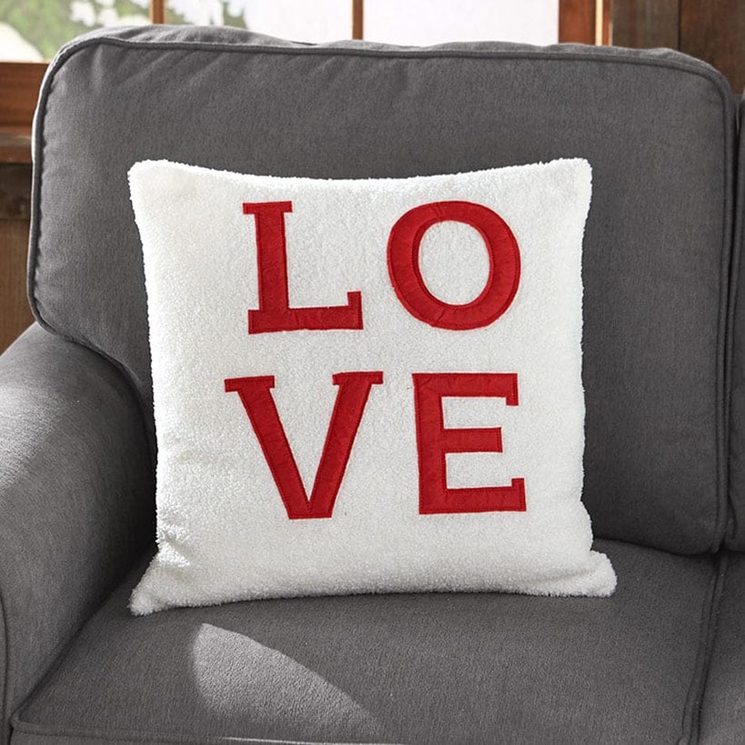 Faux Shearling Decorative Pillow with Sentiment