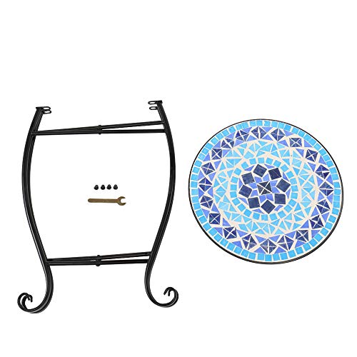 14 Inch Blue Mosaic Round Side Table H955535