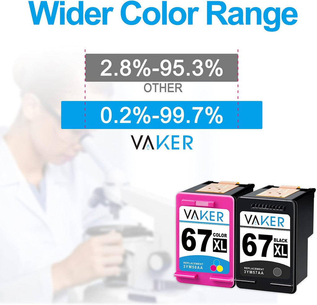 Remanufactured Ink Cartridge Replacement for HP 67 67XL Pack of 2 U882508