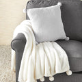 Gray Faux Shearling Pom-Pom Throw Pillow K54373