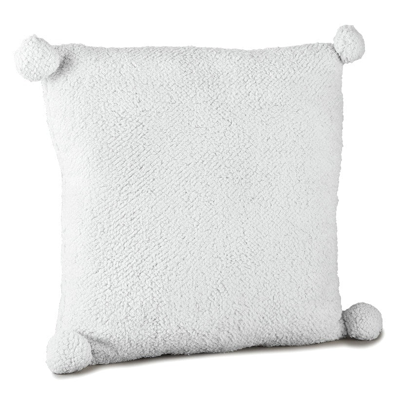 Gray Faux Shearling Pom-Pom Throw Pillow K54373