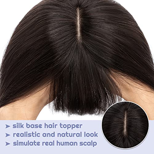 8 inch 30g Natural Black Human Hair Topper with Bangs G802753