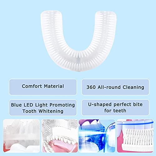 Ultrasonic Electric Toothbrush Adults, U Shaped 360° Cleaning Rechargeable IPX7 Waterproof A893