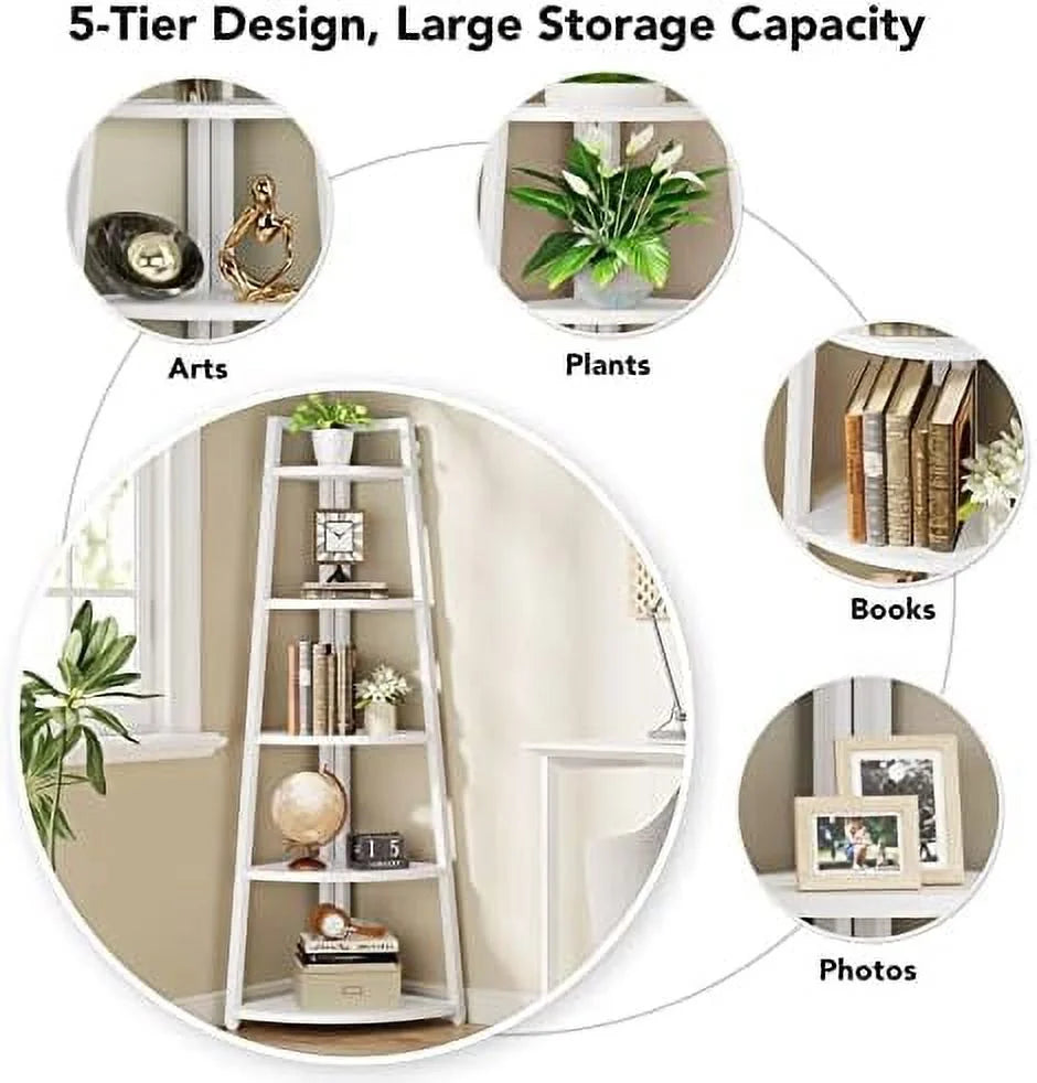 Gold 5 Tier Corner Bookshelf E455