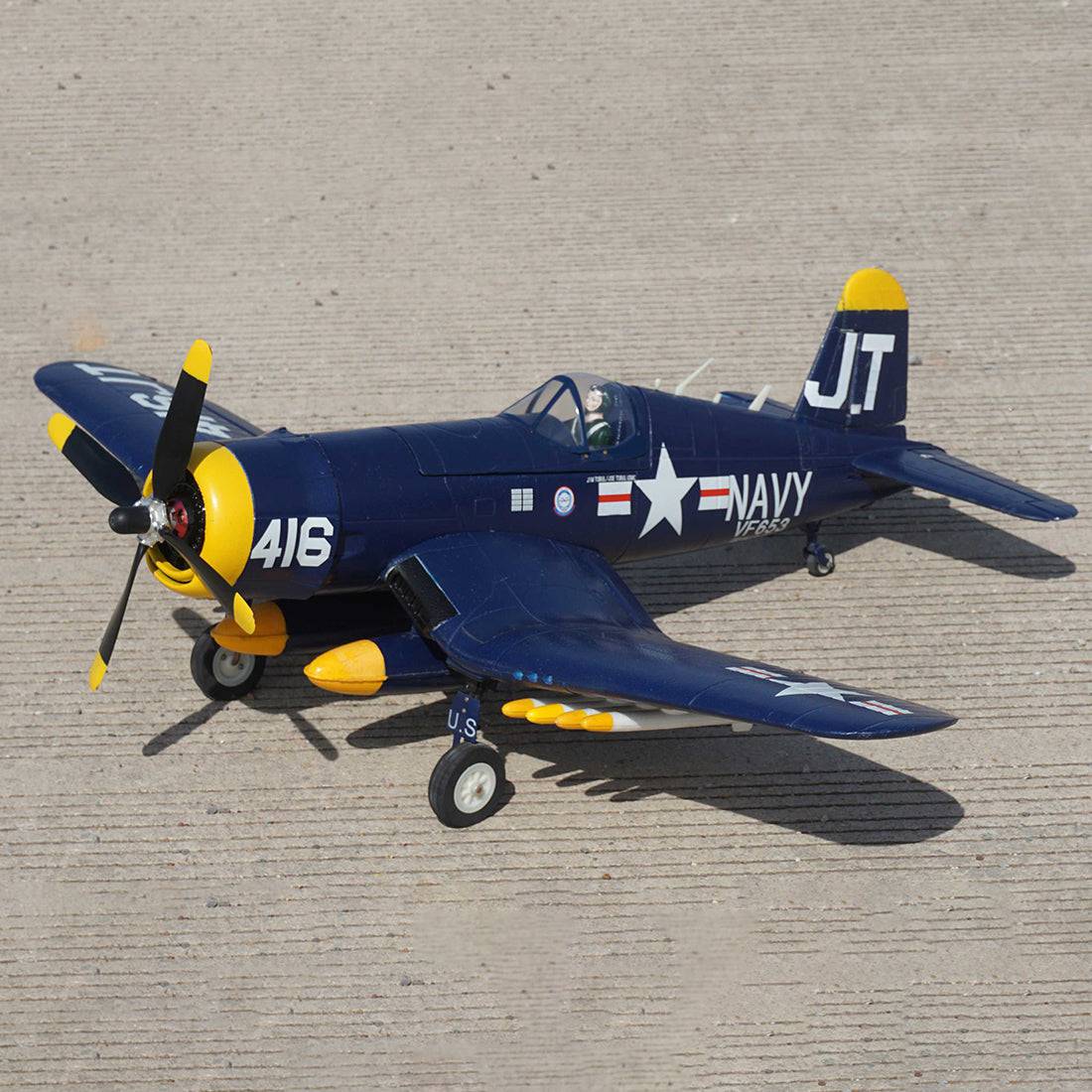 1200mm Wingspan RC Airplane Fighter Model with Auto Landing Gear (Navy Blue) F79297