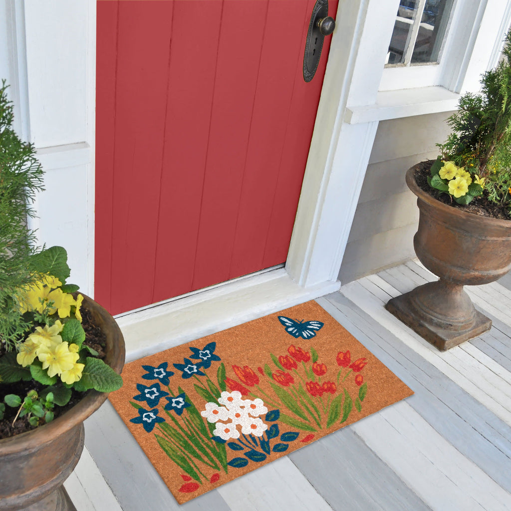 Natura Fresh Flowers Coir Doormat with Non-Slip Backing