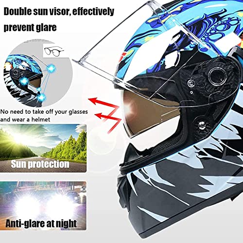 Motorcycle Sport Full Face Helmet, Dual Visor Adult Lightweight Helmet W29195